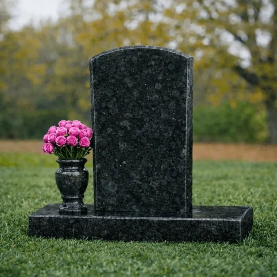Simple Arch Single Upright Headstone with Flower Vase