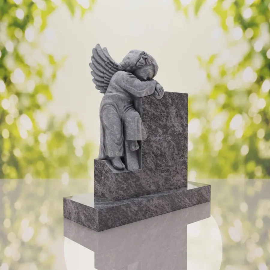 Sleeping Angel Upright Headstone view 2