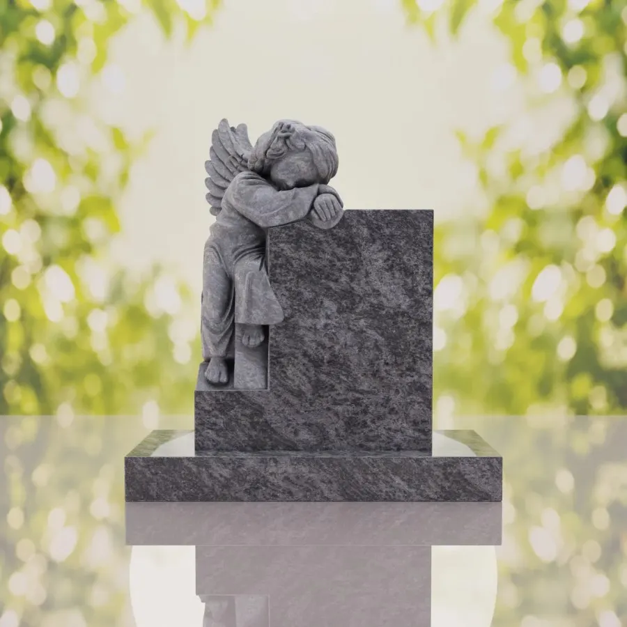 Sleeping Angel Upright Headstone view 3