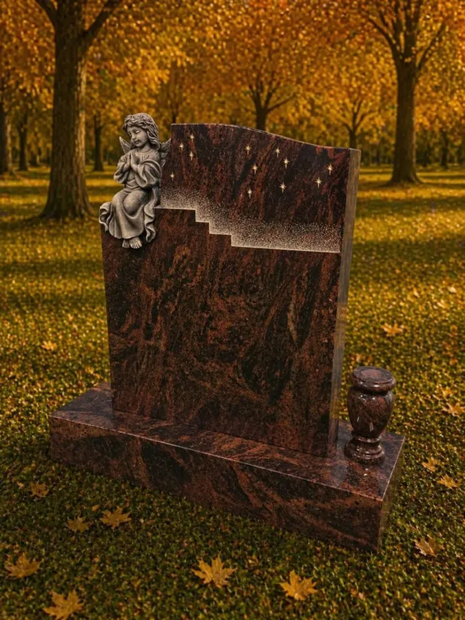 Special Shape Upright Granite Headstone with Angel