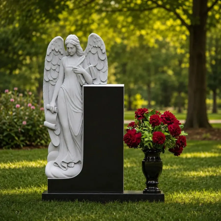 Standing Angel Shape Granite Headstone
