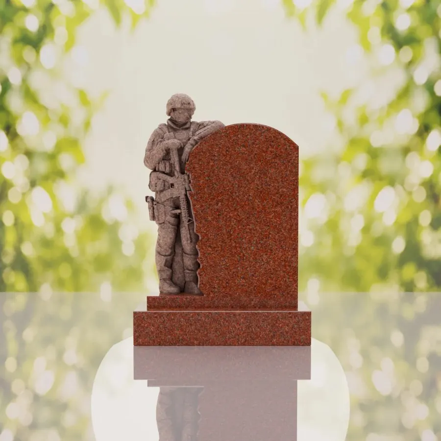 Standing Soldier Granite Memorial Headstone view 3