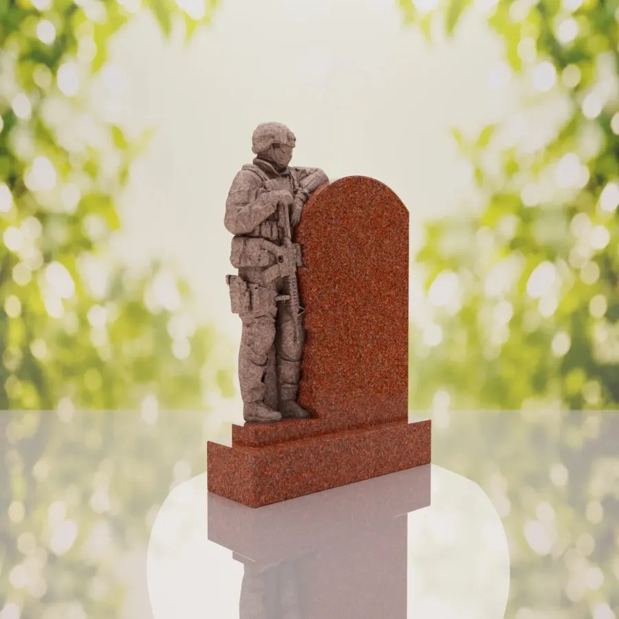 Standing Soldier Granite Memorial Headstone