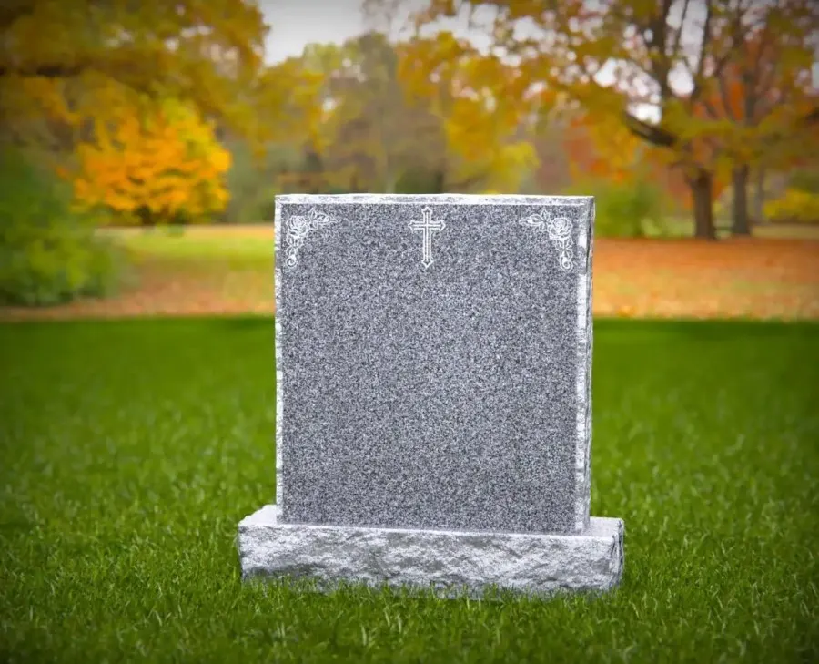 Straight-Top Rock-Base Upright Headstone