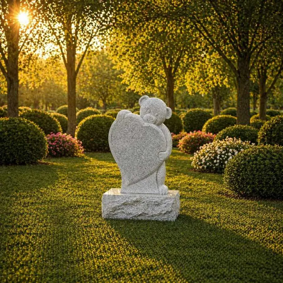 Teddy Bear Heart Granite Memorial