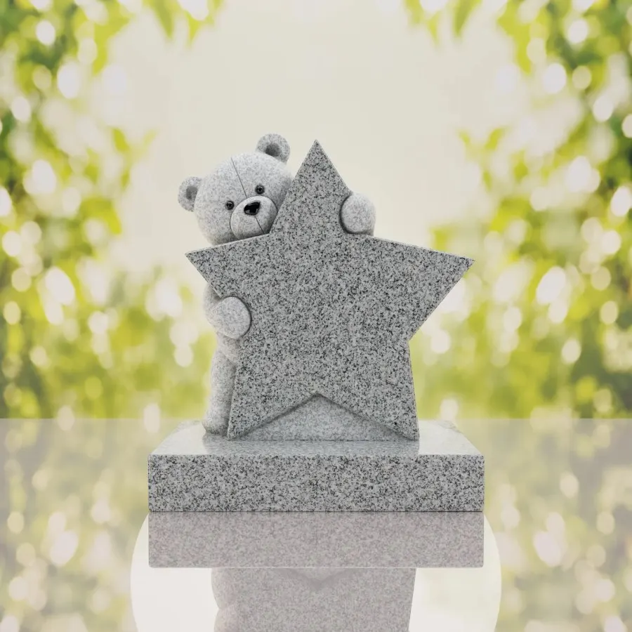 Teddy Bear & Star Shape Children’s Granite Headstone view 2