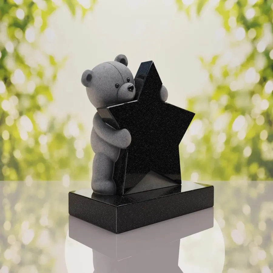 Teddy Bear & Star Shape Children’s Granite Headstone view 4