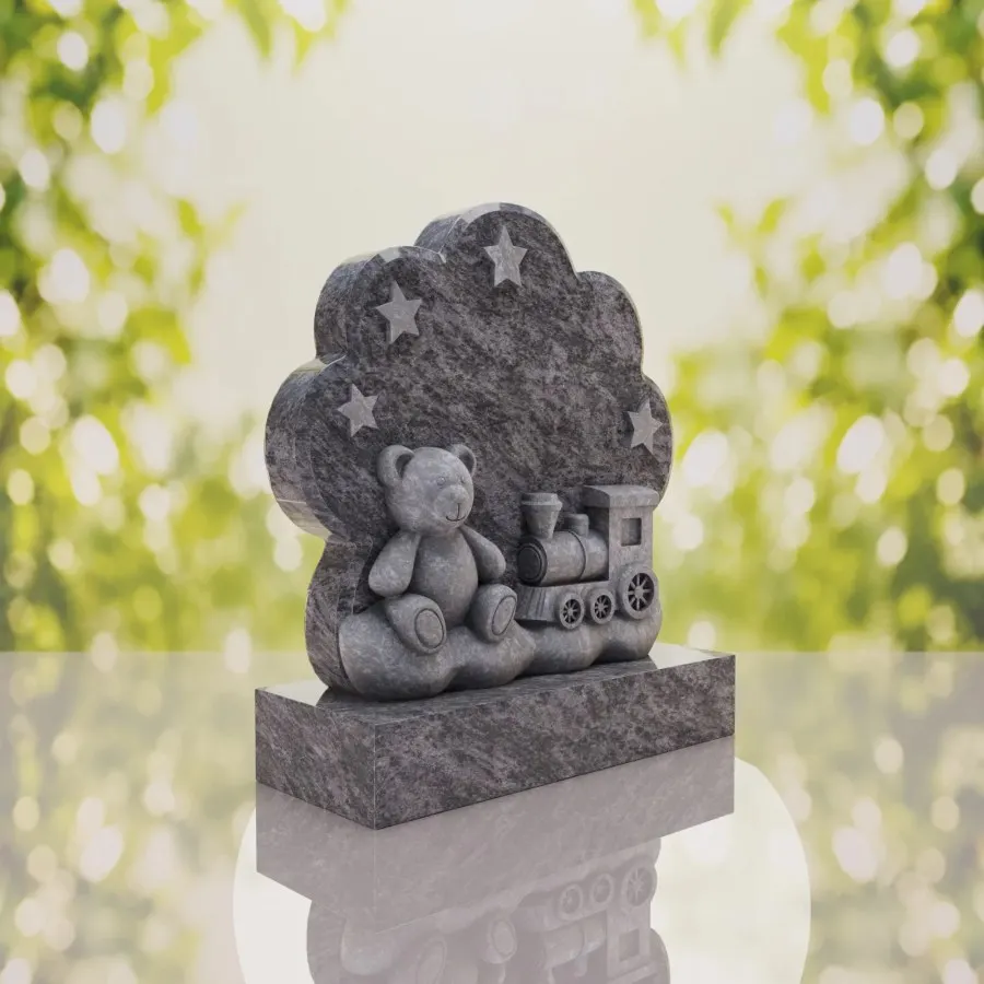 Teddy Bear Train Child Headstone view 2