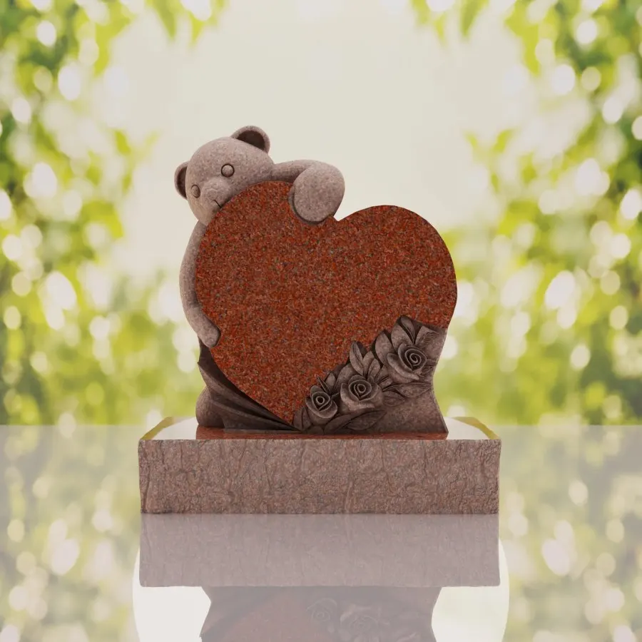 Teddy Heart Child Headstone view 2