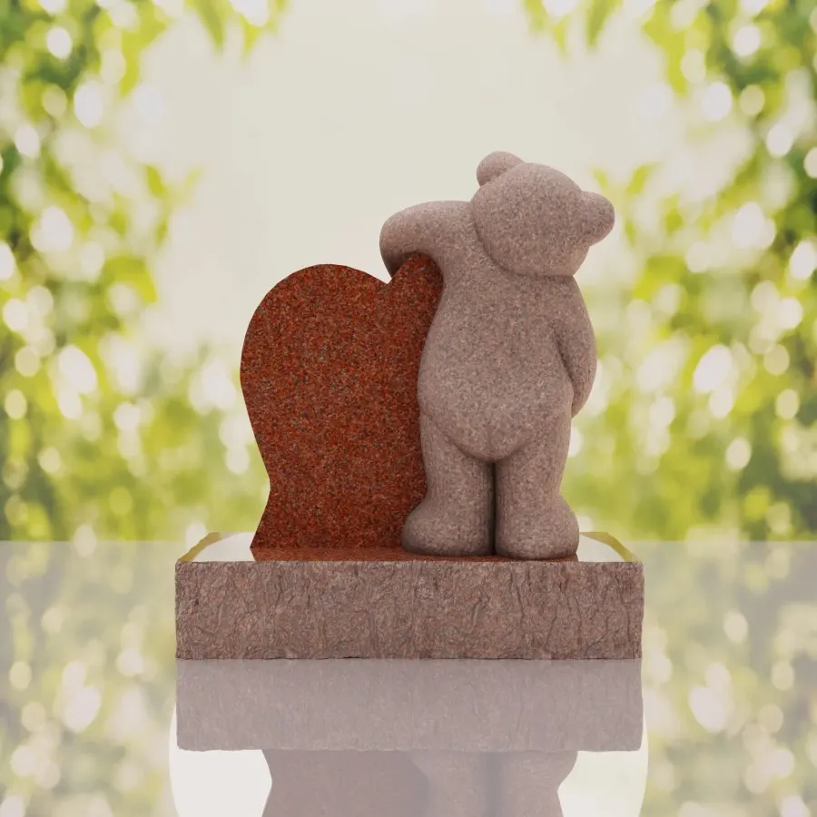 Teddy Heart Child Headstone view 3