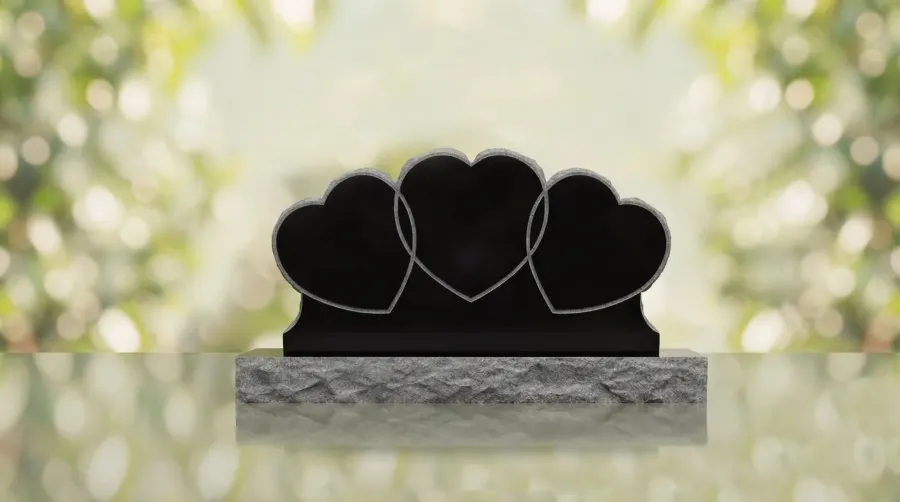 Triple Heart Companion Headstone view 2