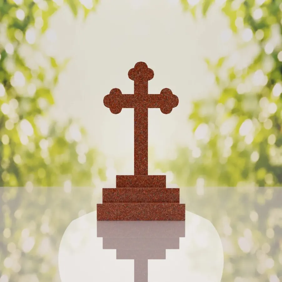 Traditional Christian Granite Cross Memorial view 2