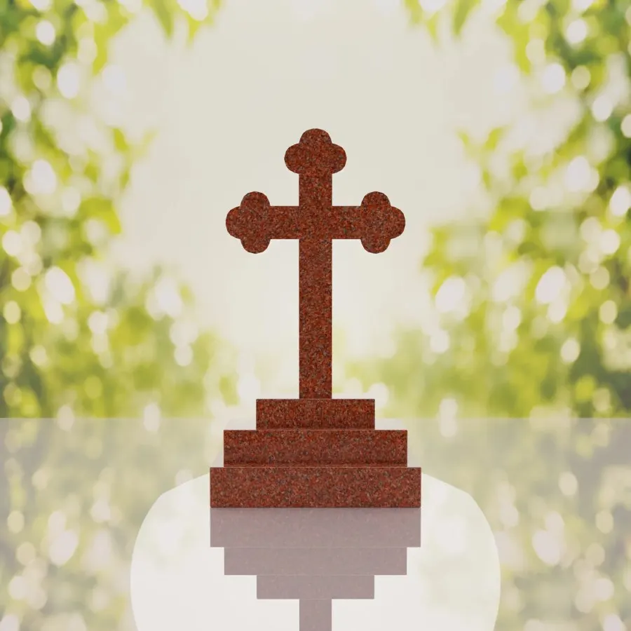 Traditional Christian Granite Cross Memorial view 3
