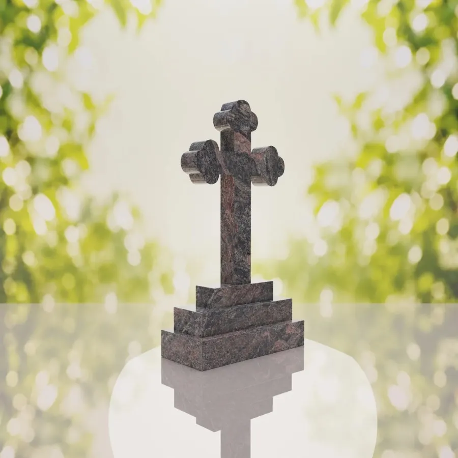 Traditional Christian Granite Cross Memorial view 4