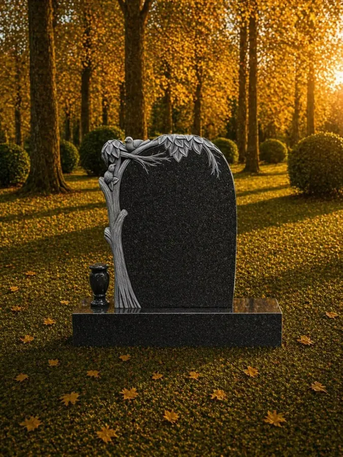 Tree & Birds Granite Headstone