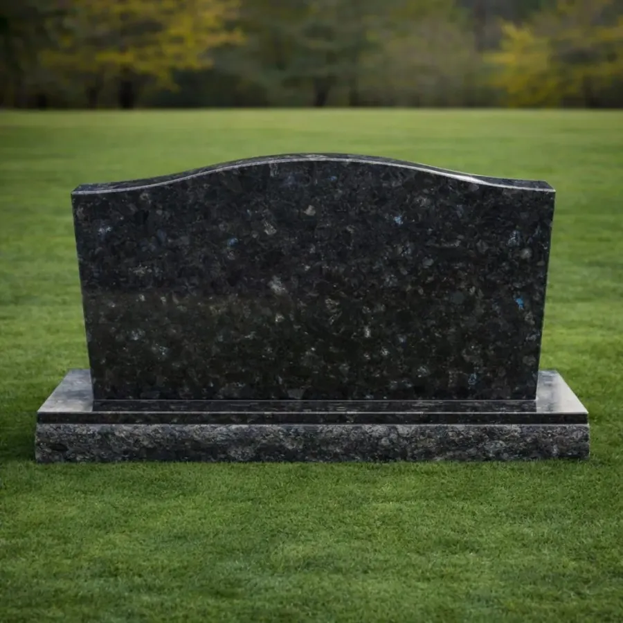 Upright Serpentine Headstone with Rock Base