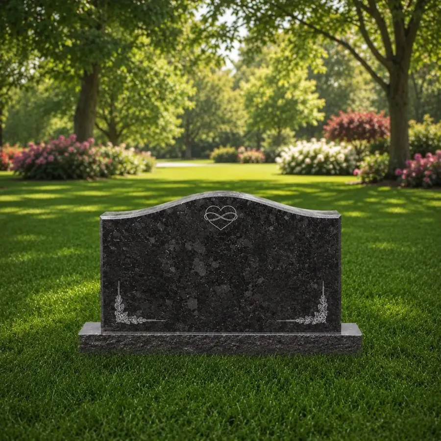 Companion Upright Serpentine Headstone with Rock Base
