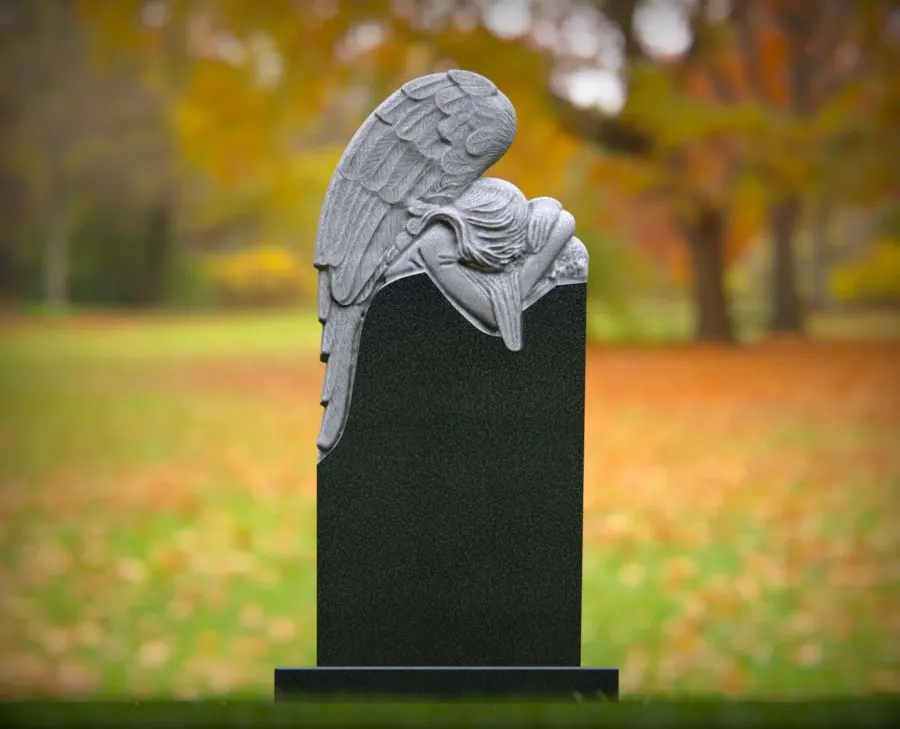 Weeping Angel Shaped Granite Headstone
